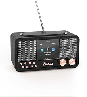 Internet Radio Wooden 6W Bluetooth Speaker with FM/Clock/Wireless Charging