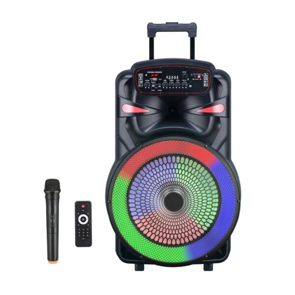 15 Inch Portable Rechargeable Outdoor Trolley Bluetooth Speaker with Mic