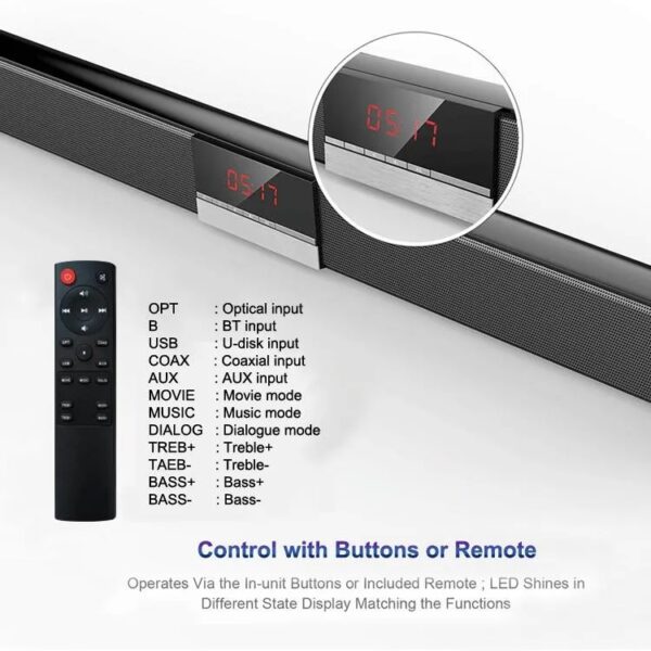 2.0 Channel Miboard 3D Surround Bluetooth Soundbar Speaker With RGB LED Lights