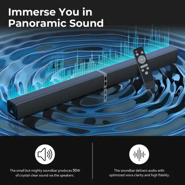 Bluetooth Sound Bars with 2-in-1 Detachable ARC/BT/OPT/Remote Connections