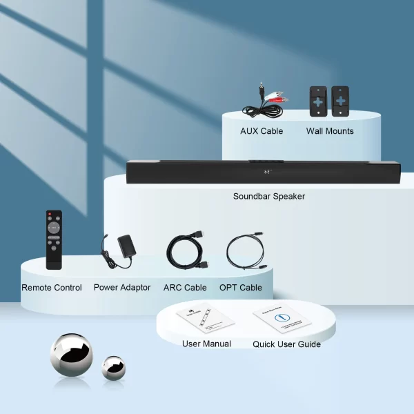 Bluetooth Sound Bars with 2-in-1 Detachable ARC/BT/OPT/Remote Connections